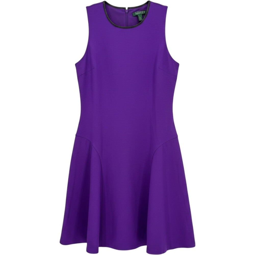 Lauren Ralph Lauren Fit & Flare Dress‎ Women M Purple Preppy Classic Minimalist